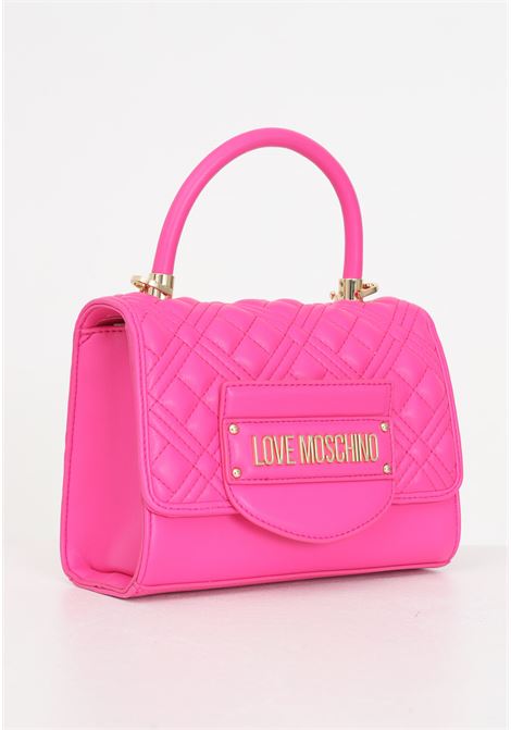QUILTED women's fuchsia bag by hand with golden metal lettering LOVE MOSCHINO | JC4055PP1ILA0615